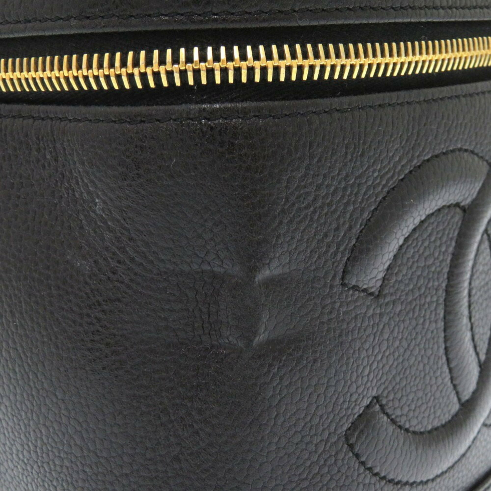 Chanel Black Grained Calfskin Handbag Vanity Bag