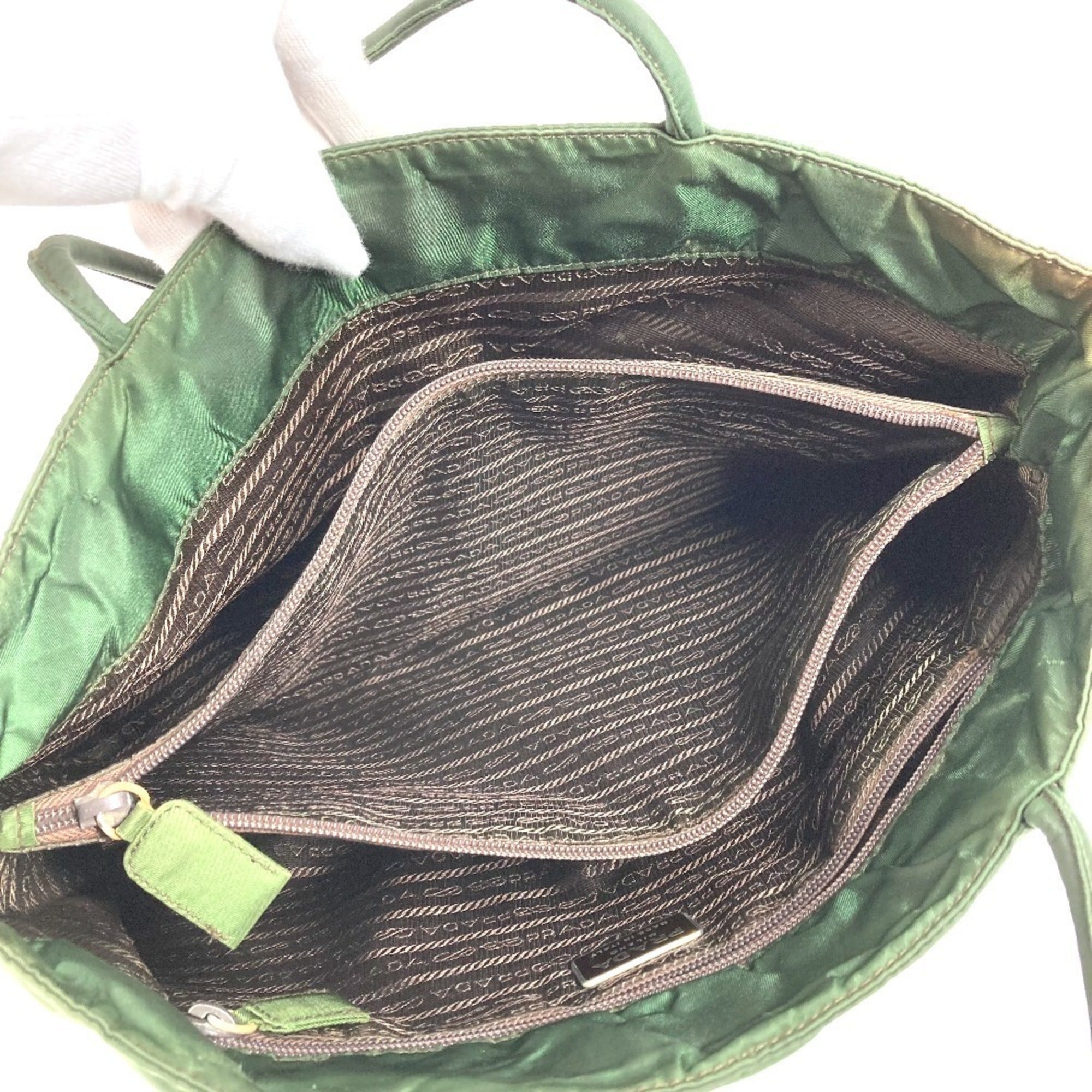 Prada Khaki Nylon Shoulder Bag Tote Bag