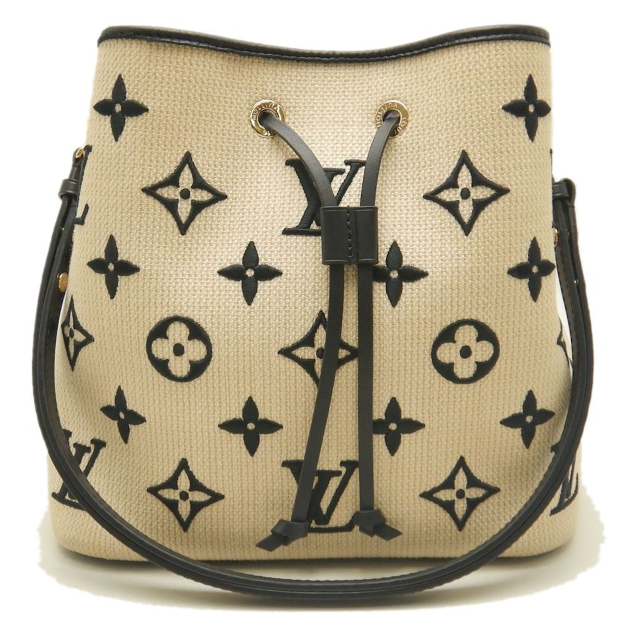 Louis Vuitton Beige Noir Cotton Canvas Leather Shoulder Bag