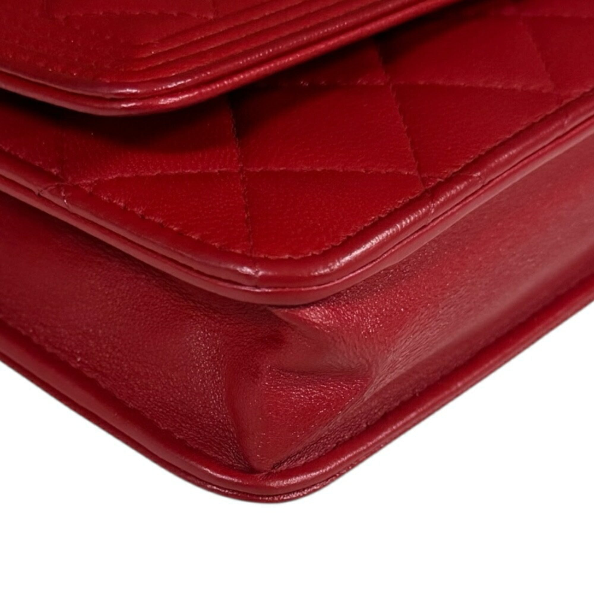 Chanel Boy Chanel Red Color Leather Shoulder Bag