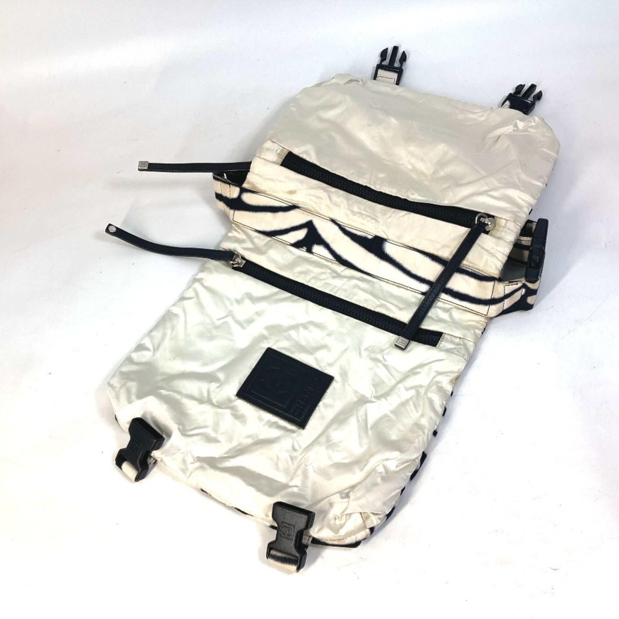 Chanel Sport Black White Nylon Messenger Bag Shoulder Bag