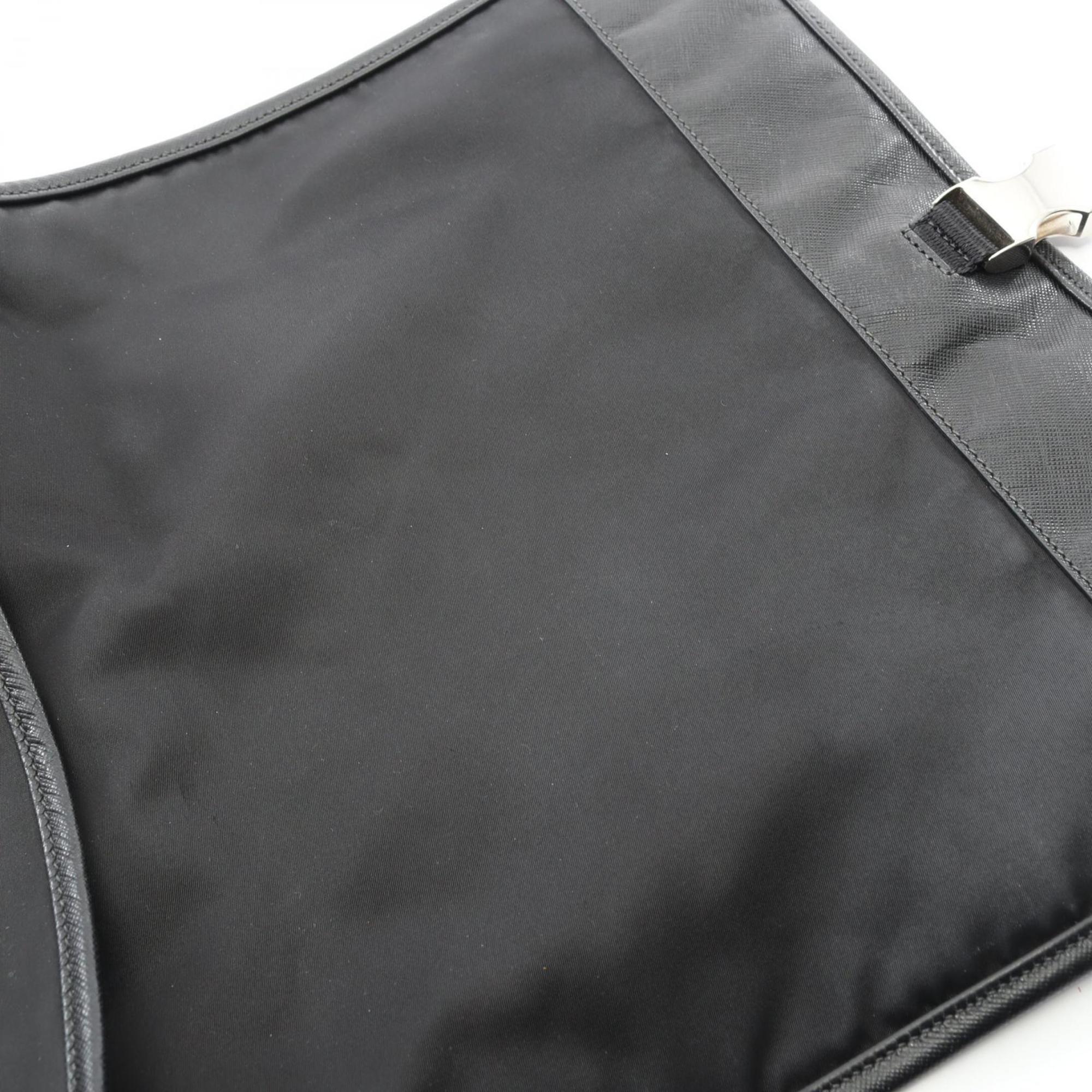 Prada Black Nylon Saffiano Triangle Shoulder Bag