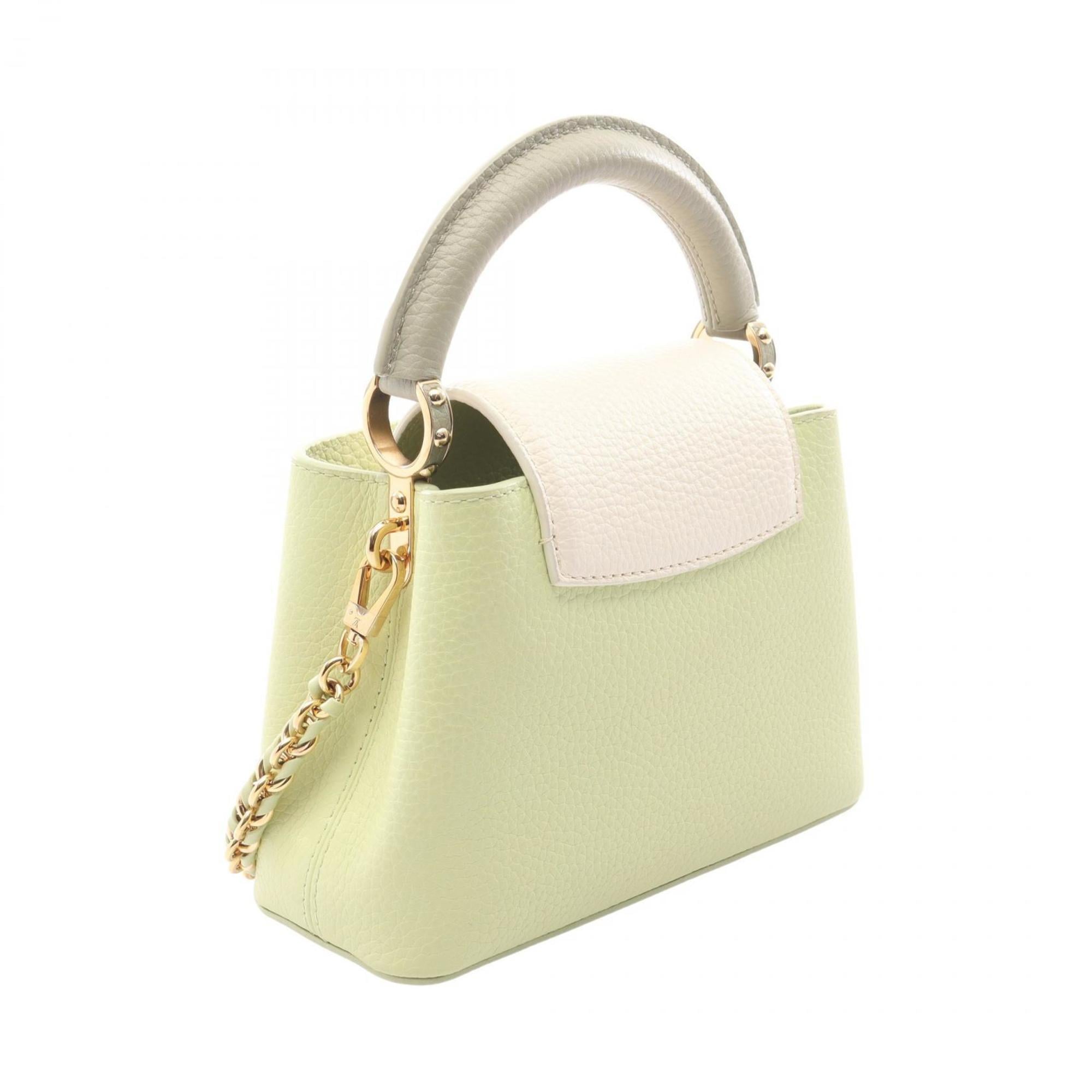 Louis Vuitton Green White Leather Handbag