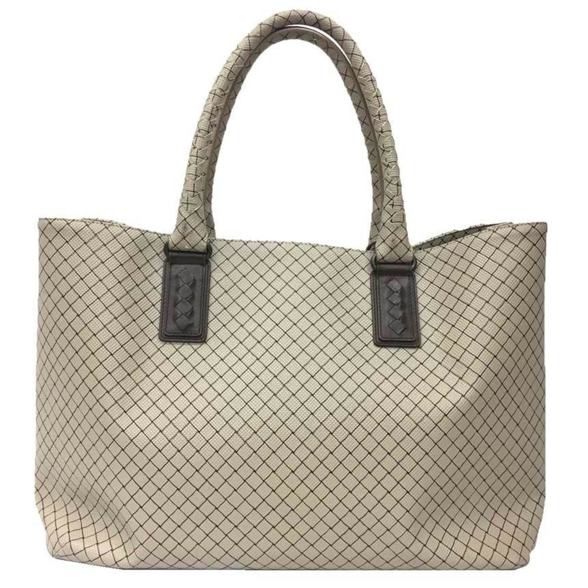 Bottega Veneta Brown Light Gray Pvc Leather Tote Bag