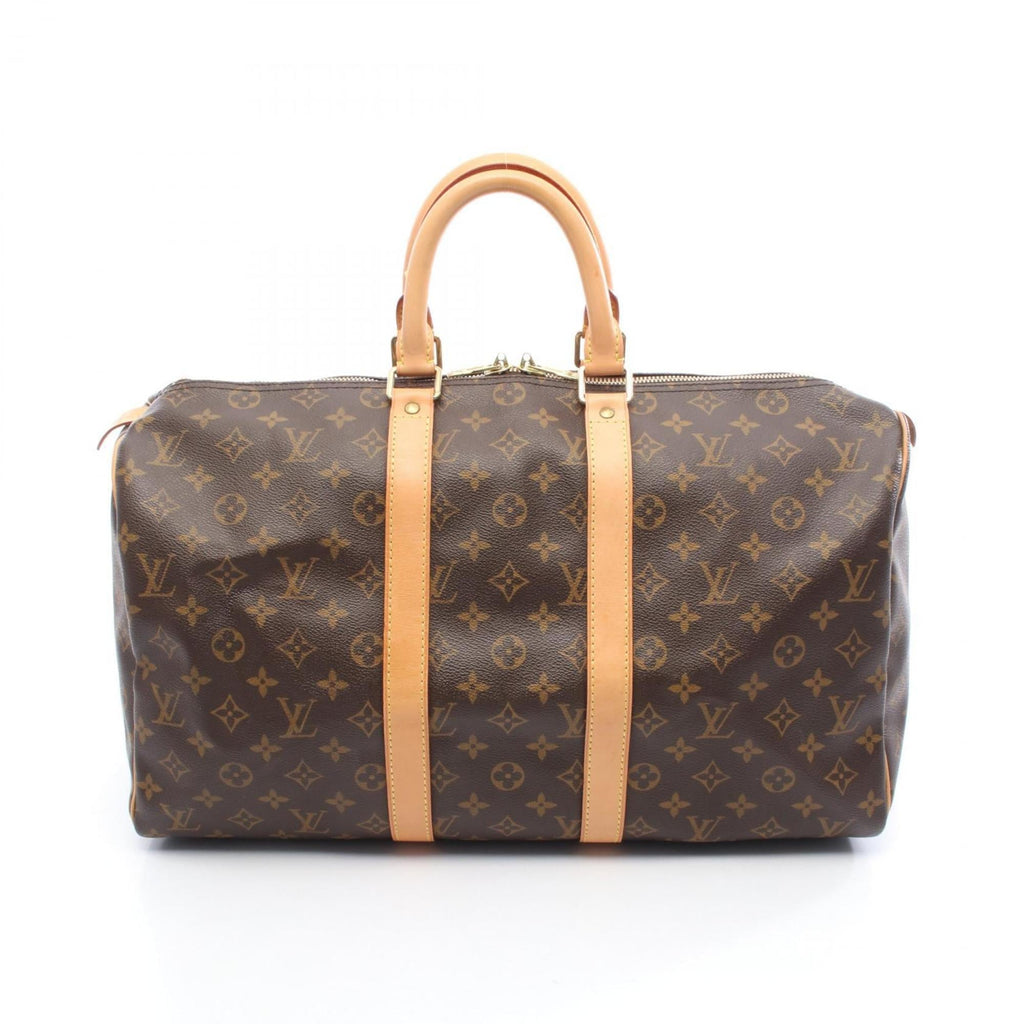 Louis Vuitton Brown Coated Canvas Leather Boston Bag