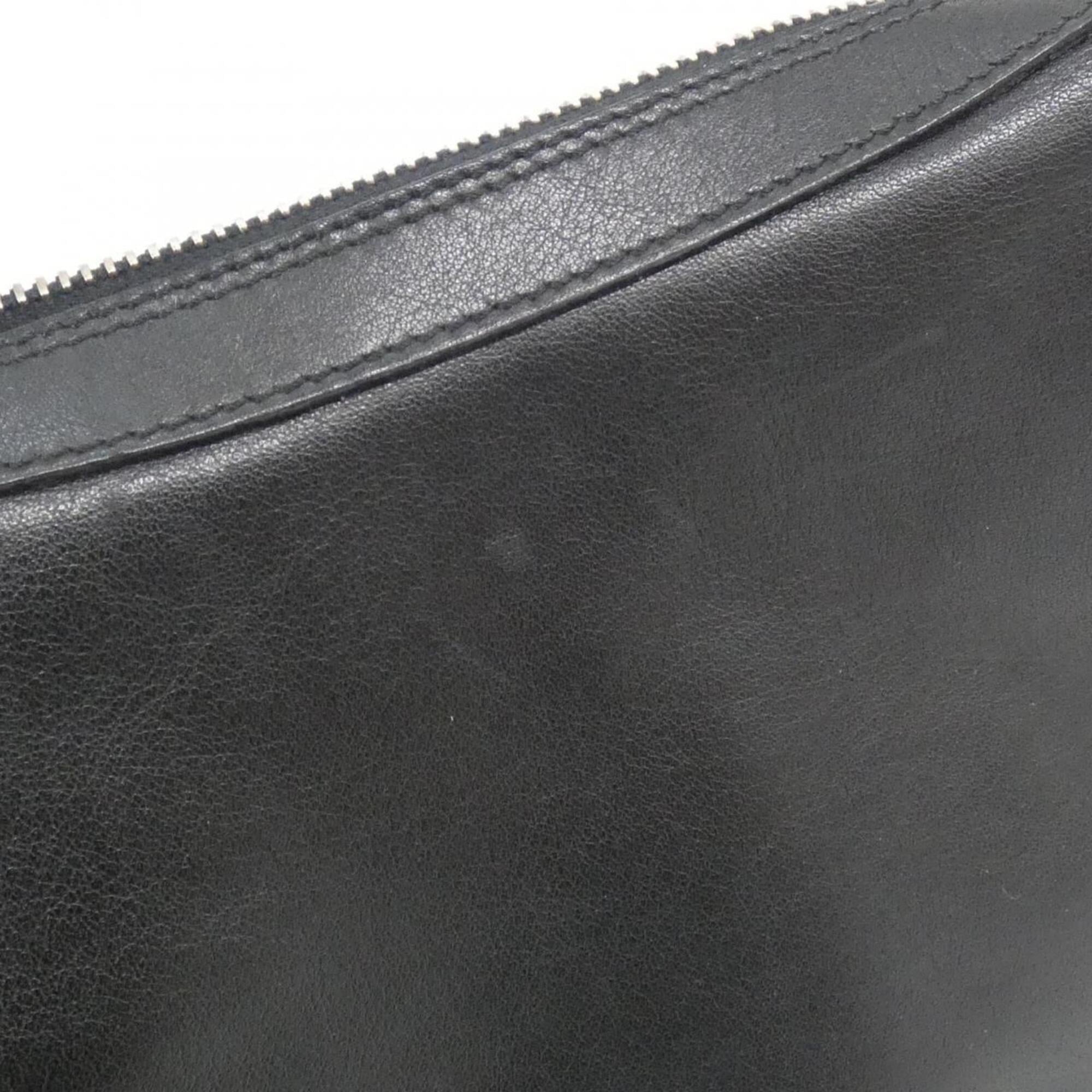 Gucci Black White Leather Shoulder Bag (Pre-Owned)