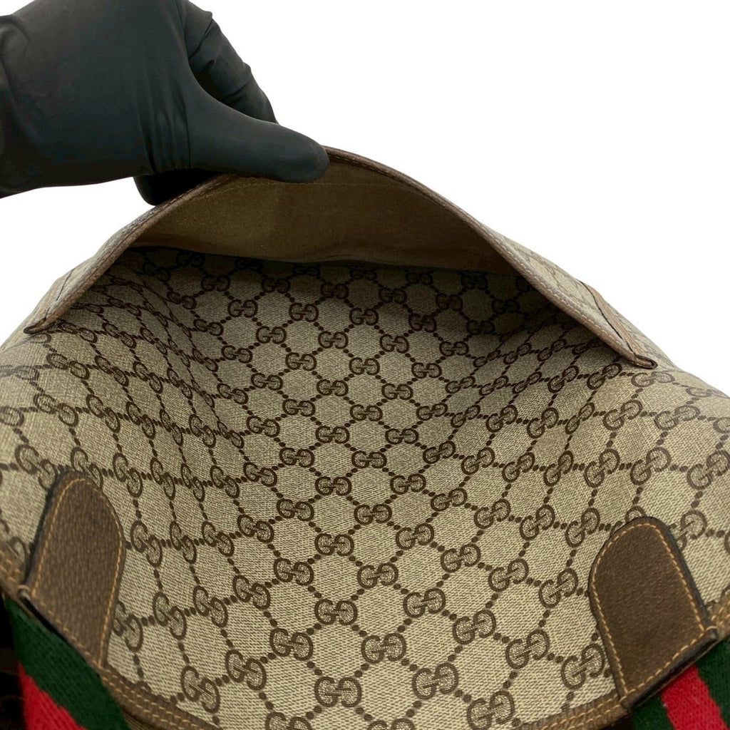 Gucci Brown Green Red Color Leather Pvc Handbag Tote Bag (Pre-Owned)