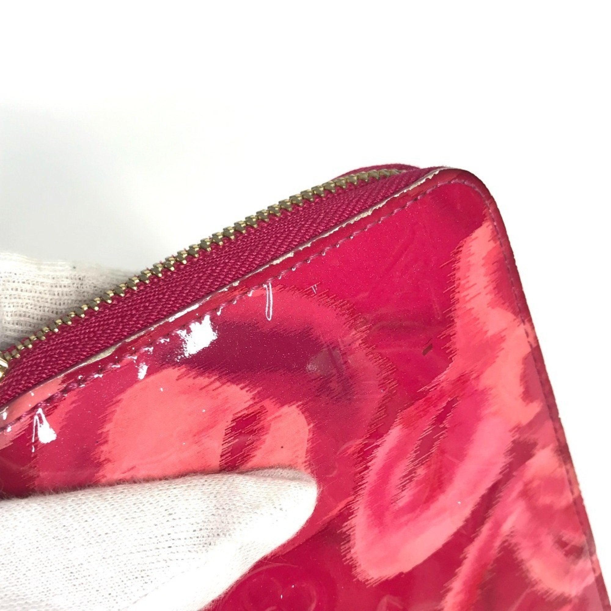 Louis Vuitton Indian Rose Pink Patent Leather Long Wallet (Tri-Fold)