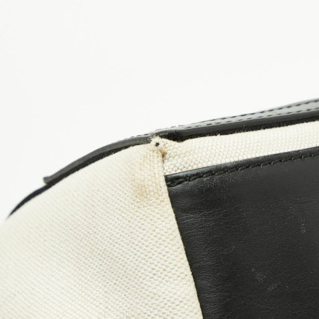 Balenciaga Black White Canvas Leather Handbag Pouch Tote
