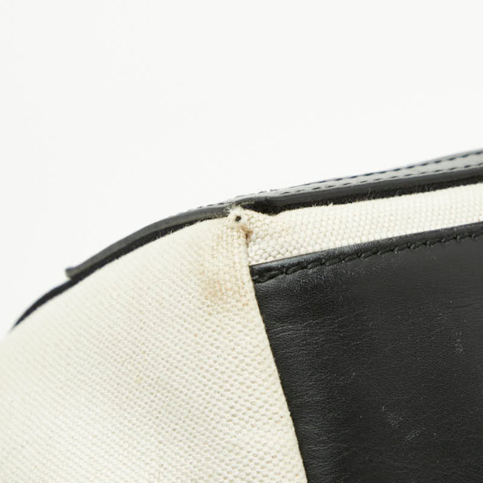Balenciaga Black White Canvas Leather Handbag Pouch Tote