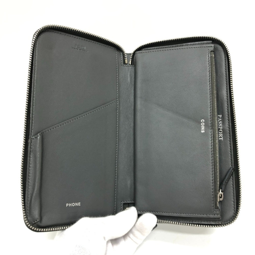 Fendi Gray Leather Long Wallet (Bi-Fold)