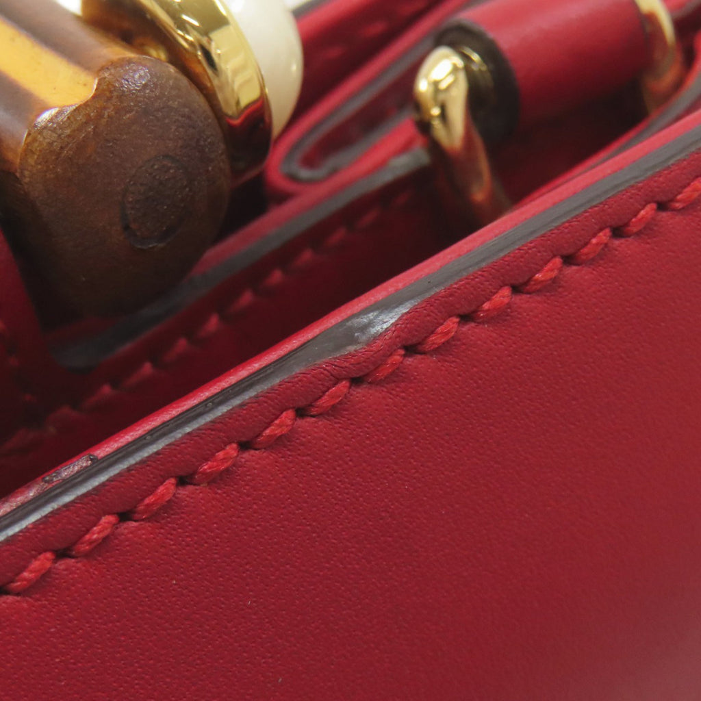 Gucci Red Color Leather Handbag (Pre-Owned)