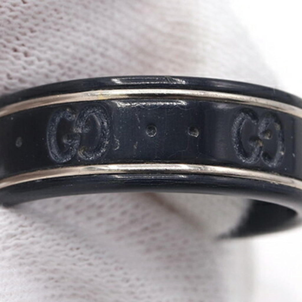 Gucci Silver Black Band Ring (Pre-Owned)