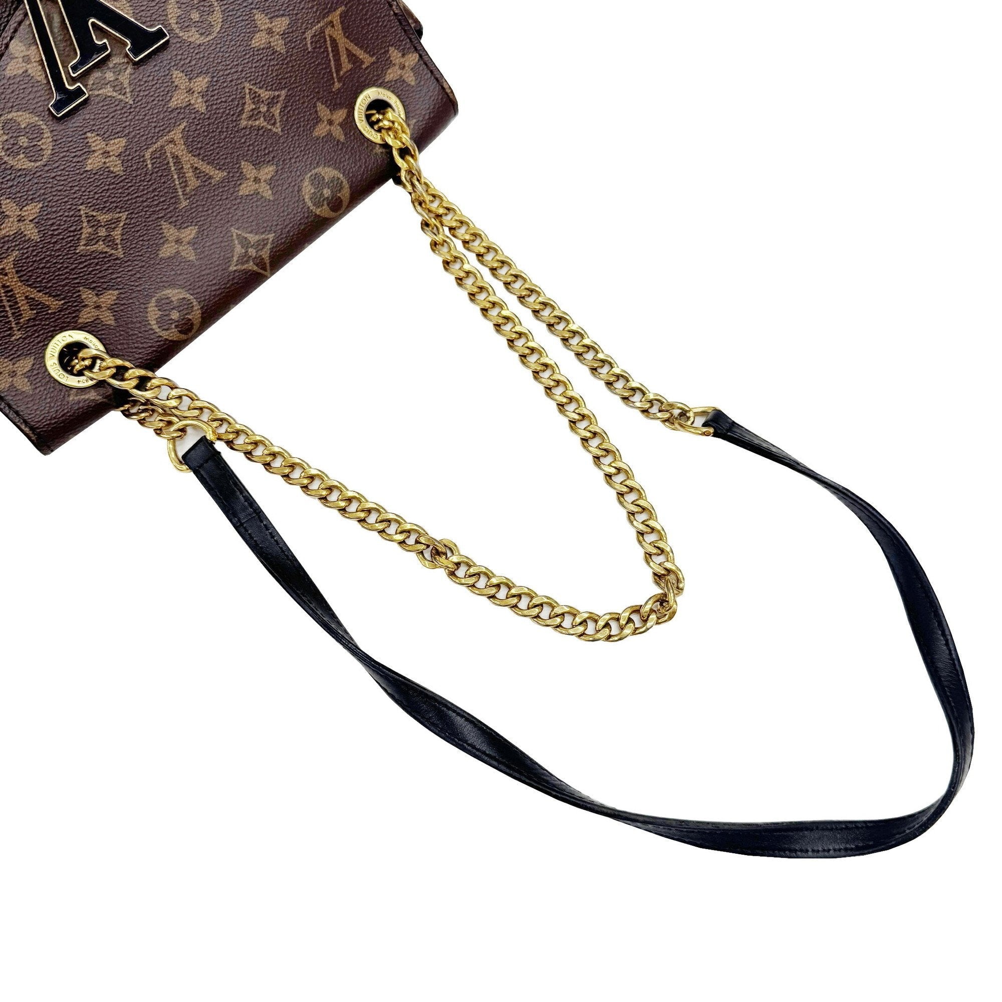 Louis Vuitton Monogram Black Brown Monogram Leather Shoulder Bag