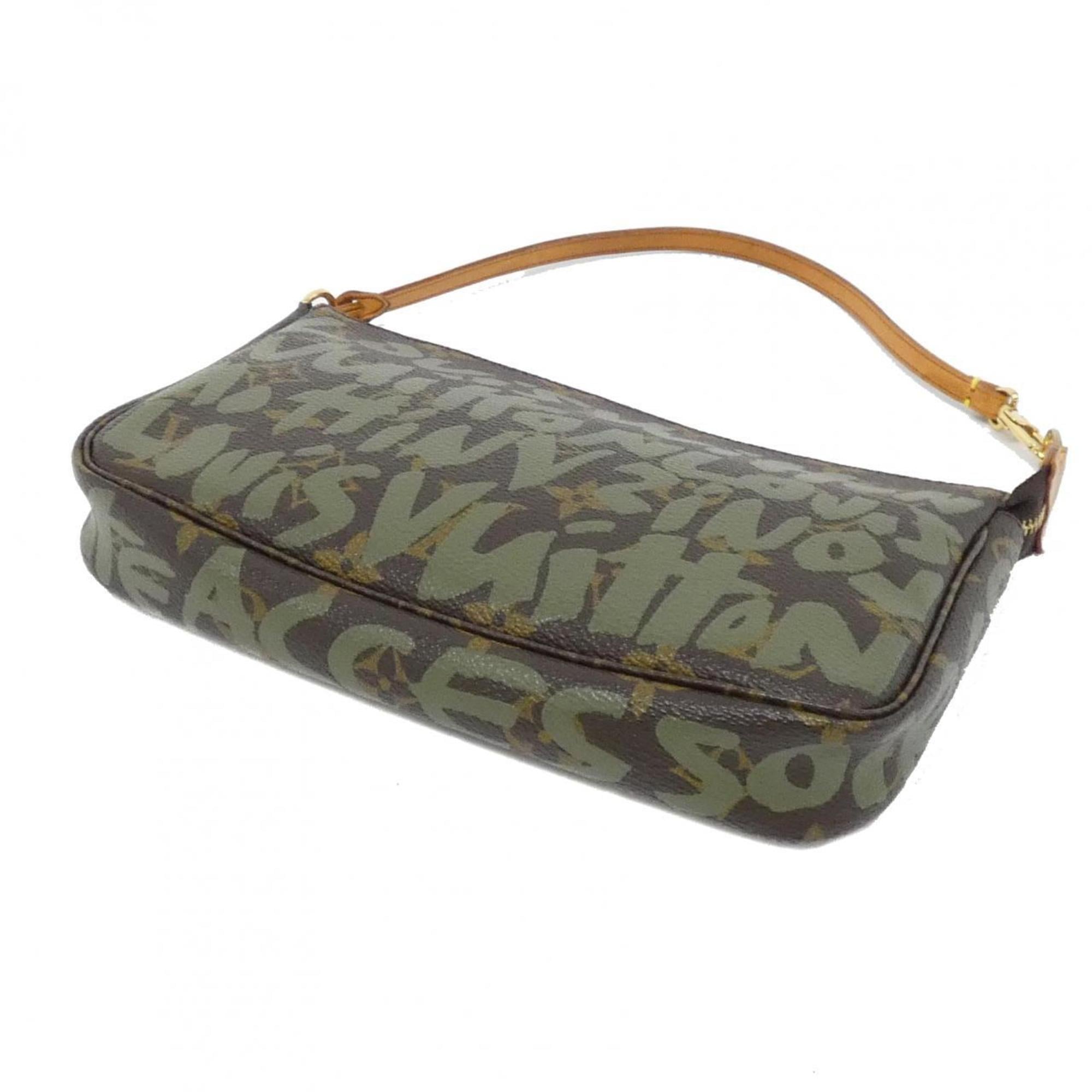 Louis Vuitton Brown Khaki Coated Canvas Pochette Pouch