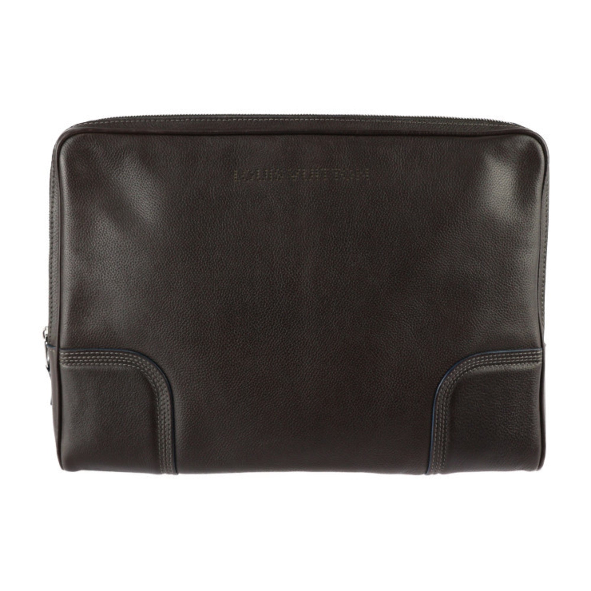 Louis Vuitton Brown Leather Clutch Bag Handbag