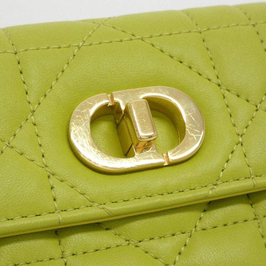 Christian Dior Lime Yellow Leather Shoulder Bag (Pre-Owned)