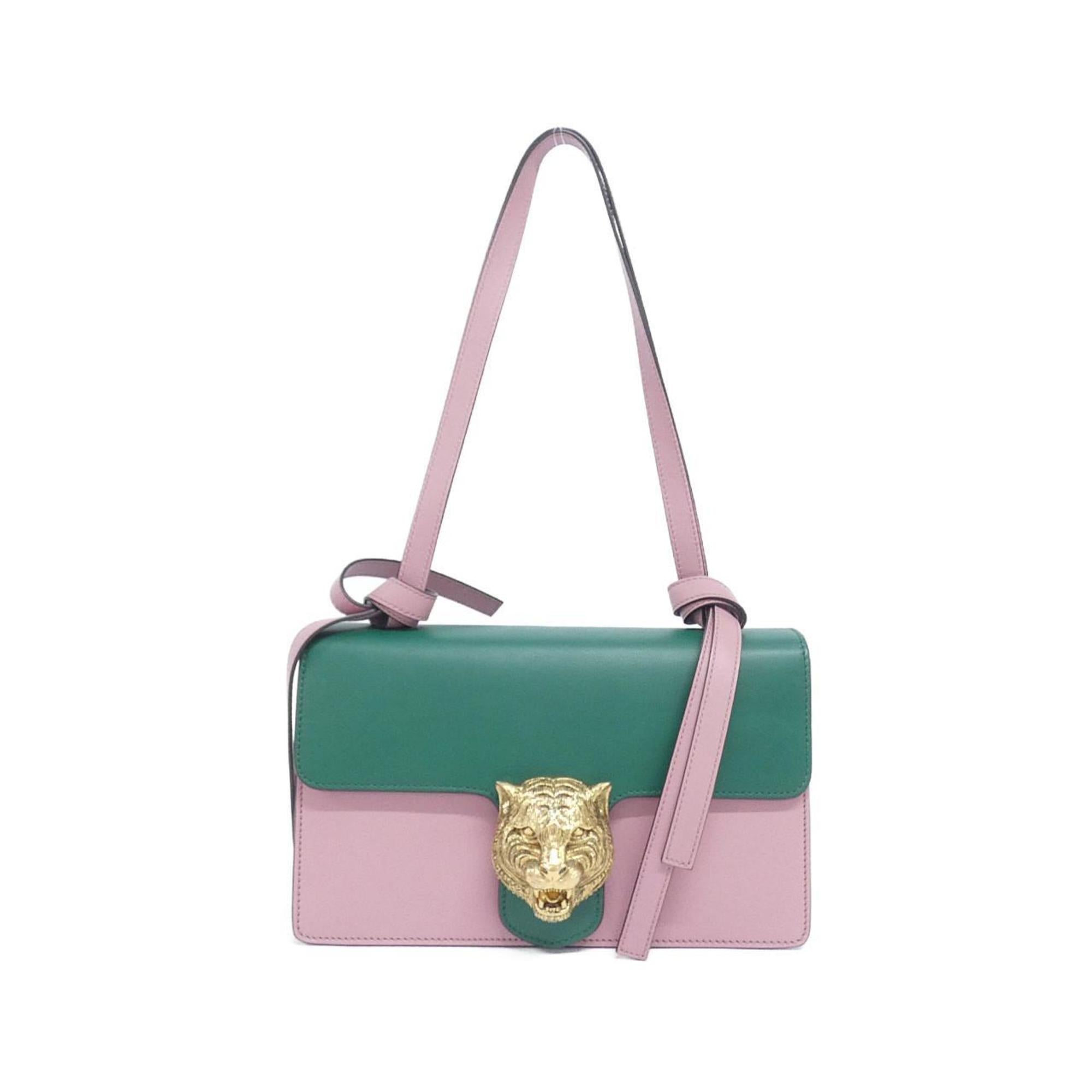 Gucci Green Pink Leather Shoulder Bag (Pre-Owned)