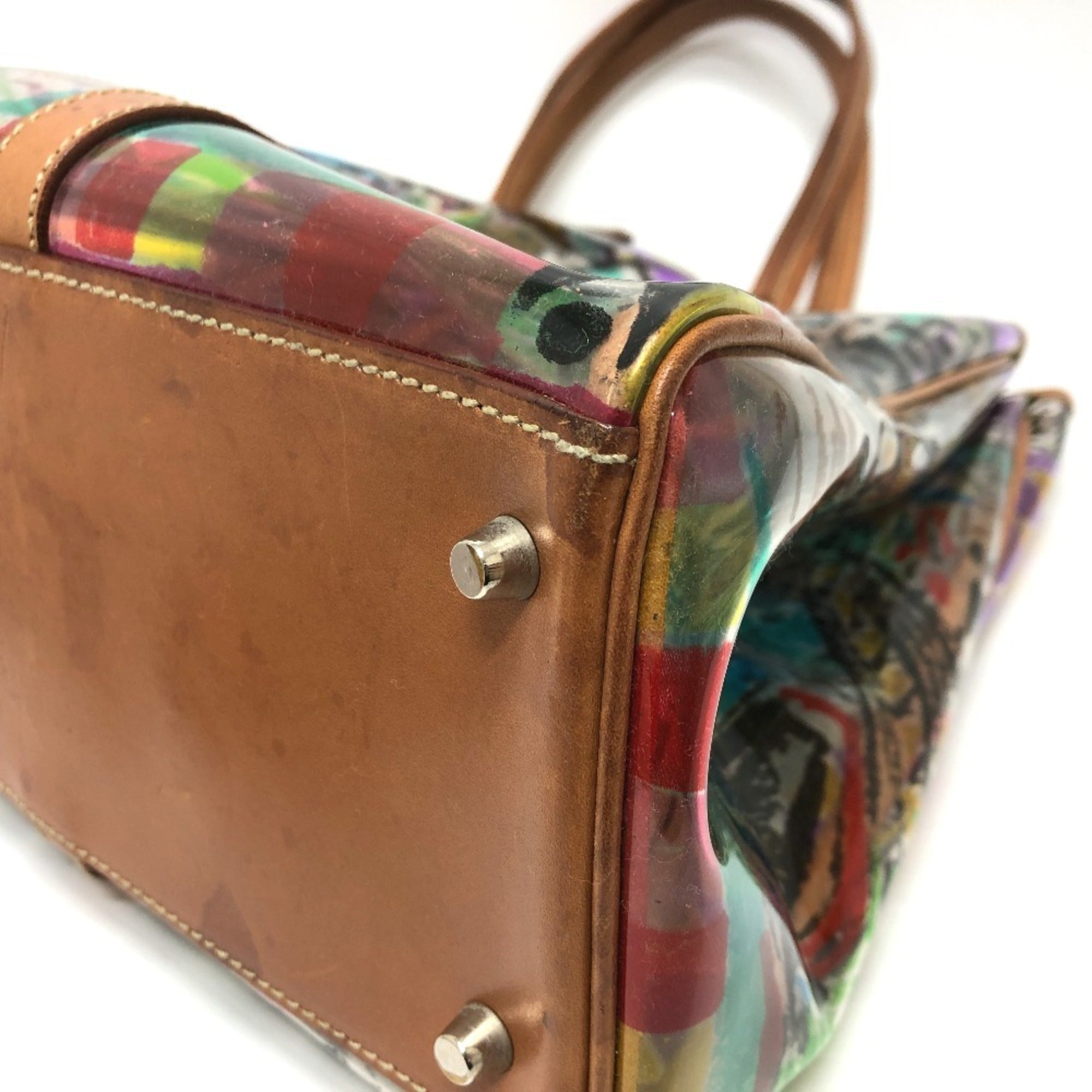 Prada Multi-Color Vinyl Leather Tote Bag