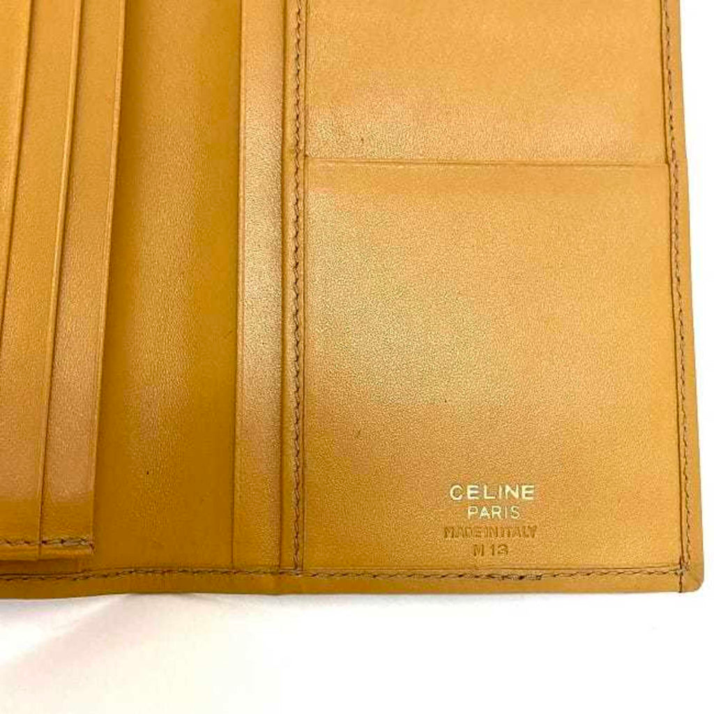 Celine Beige Brown Pvc Leather Long Wallet (Bi-Fold)