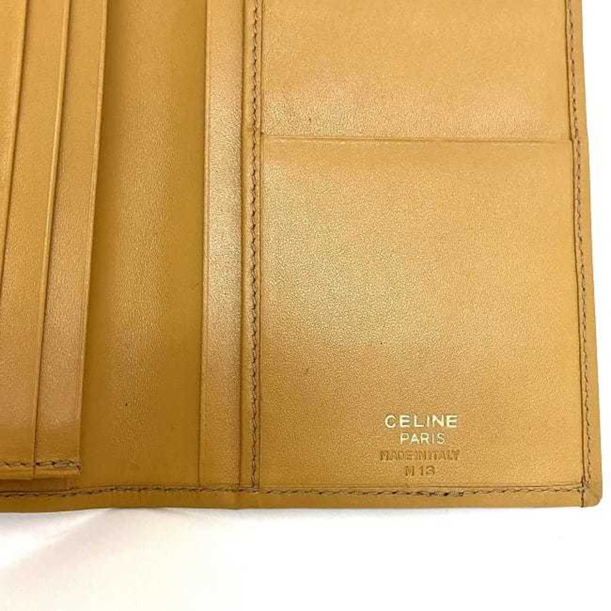 Celine Beige Brown Pvc Leather Long Wallet (Bi-Fold)