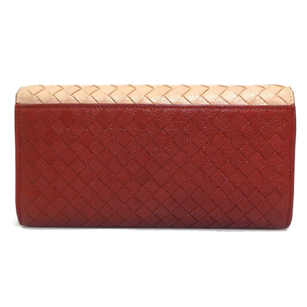 Bottega Veneta Beige Brown Leather Long Wallet (Bi-Fold)