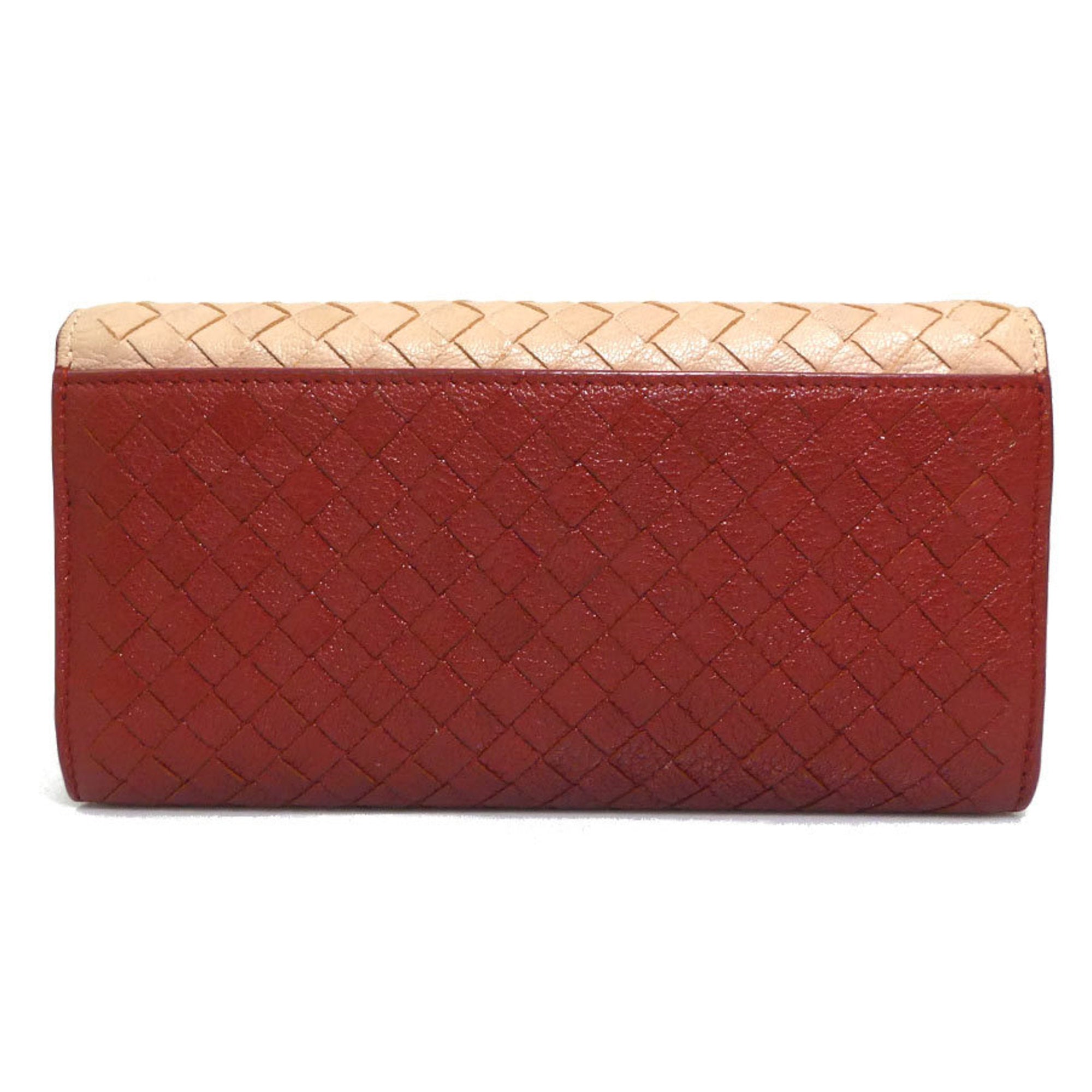 Bottega Veneta Beige Brown Leather Long Wallet (Bi-Fold)
