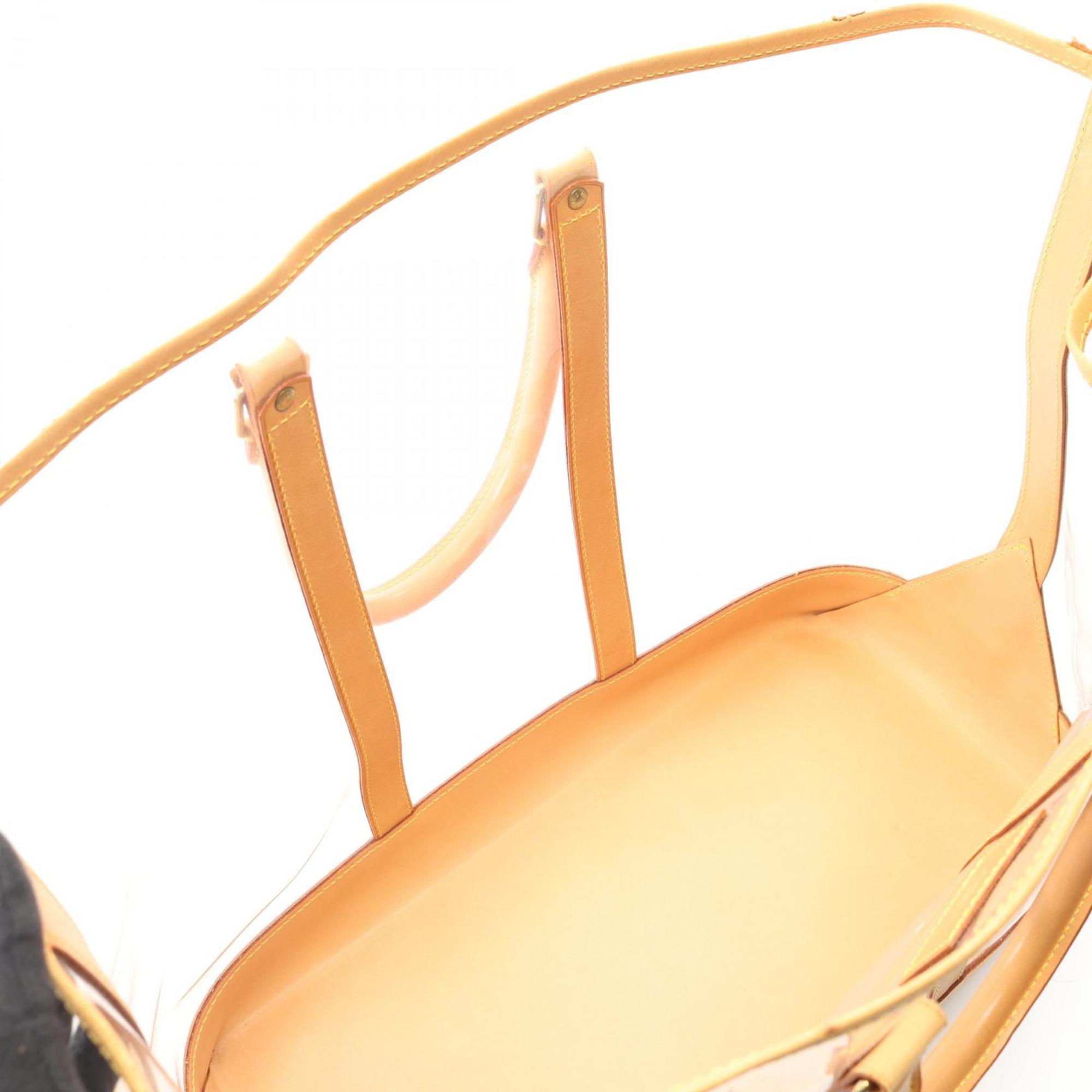 Louis Vuitton Brown Clear Vinyl Leather Tote Bag