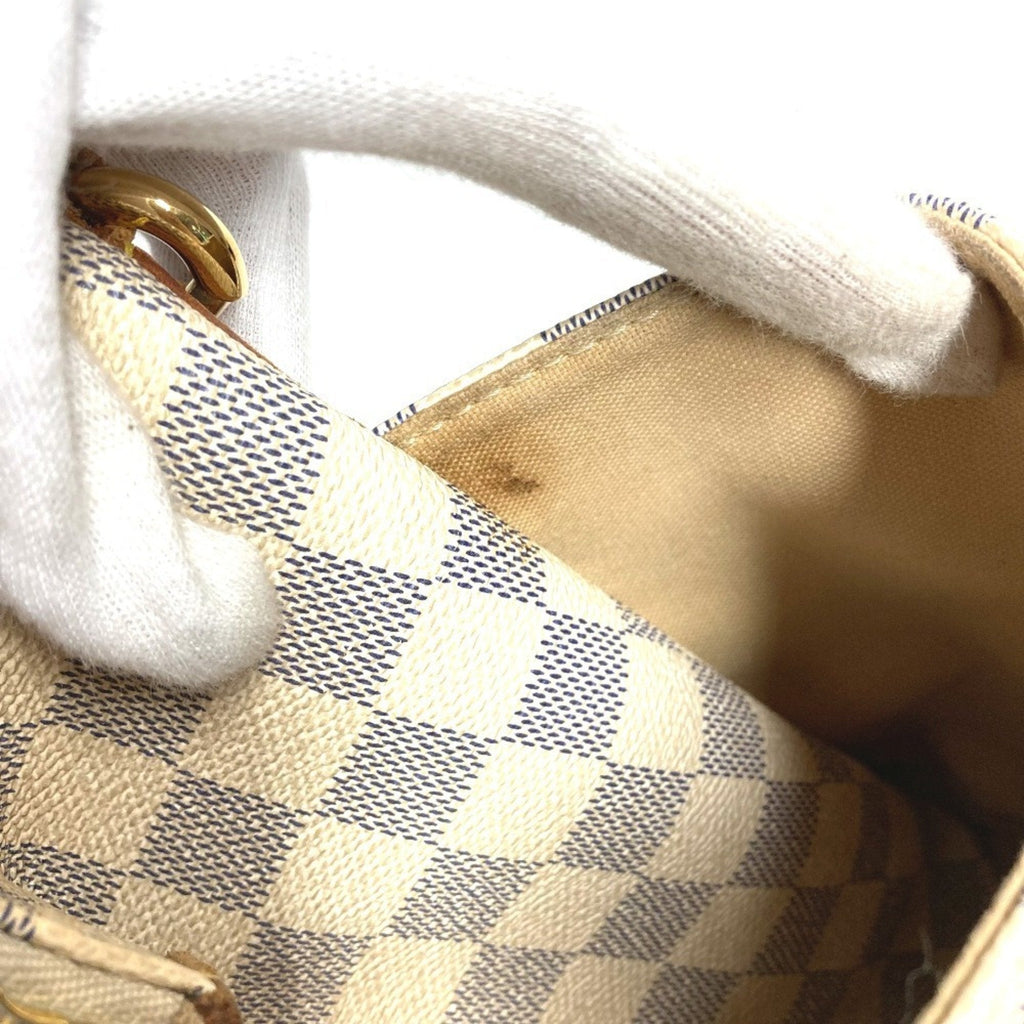 Louis Vuitton Galle White Yellow Damier Azur Shoulder Bag Tote Bag