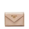 Prada Beige Leather Wallet (Tri-Fold)