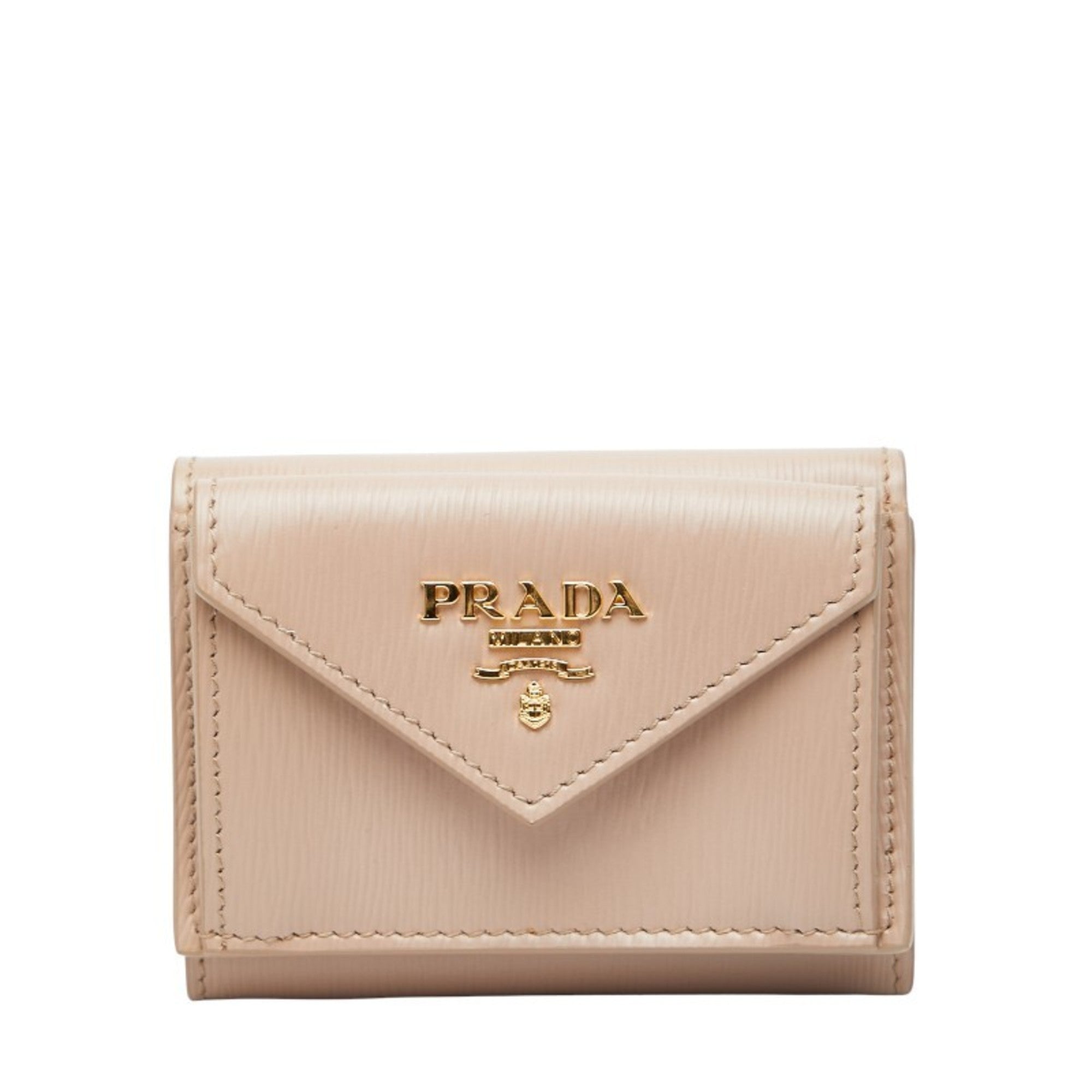 Prada Beige Leather Wallet (Tri-Fold)
