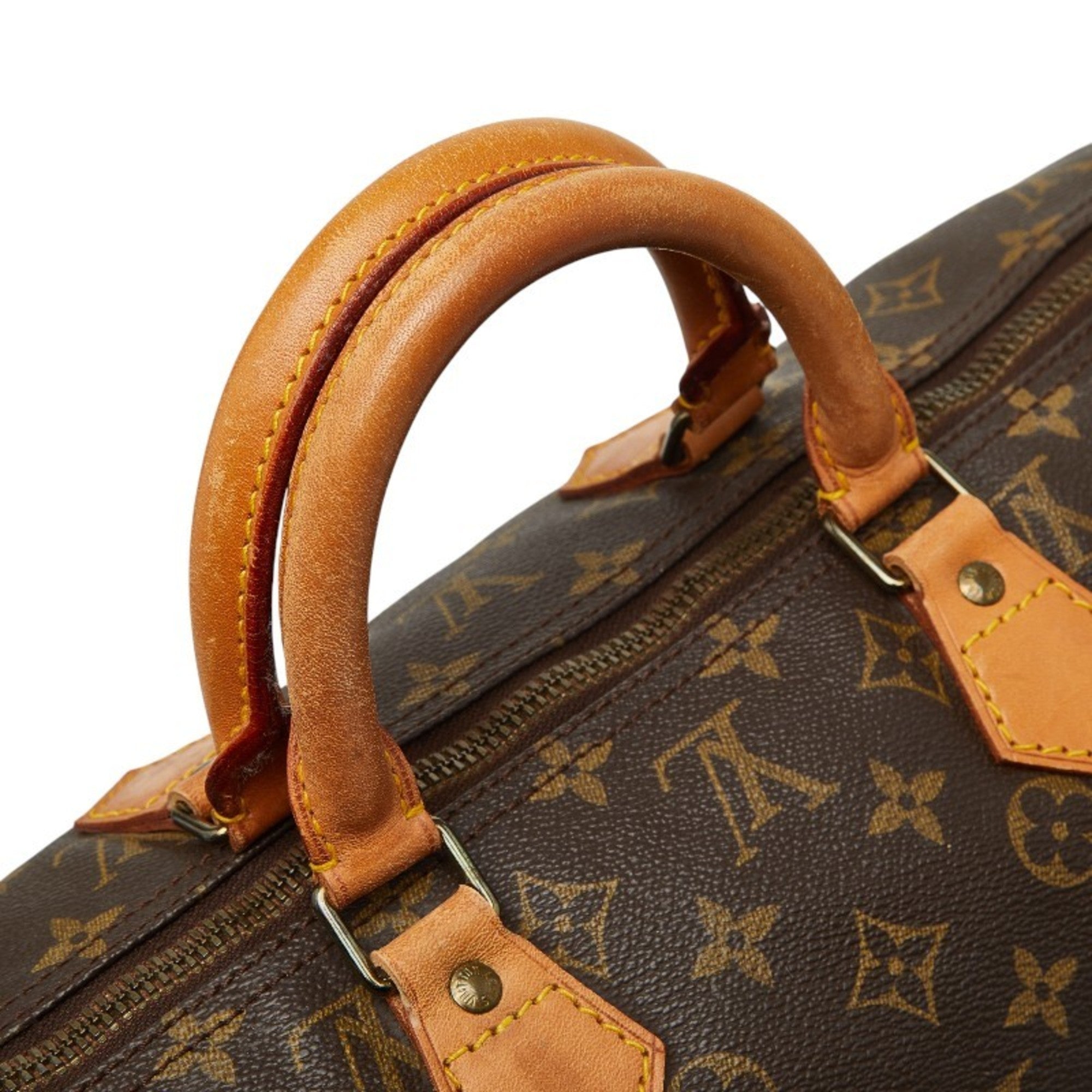 Louis Vuitton Brown Pvc Leather Boston Bag Handbag