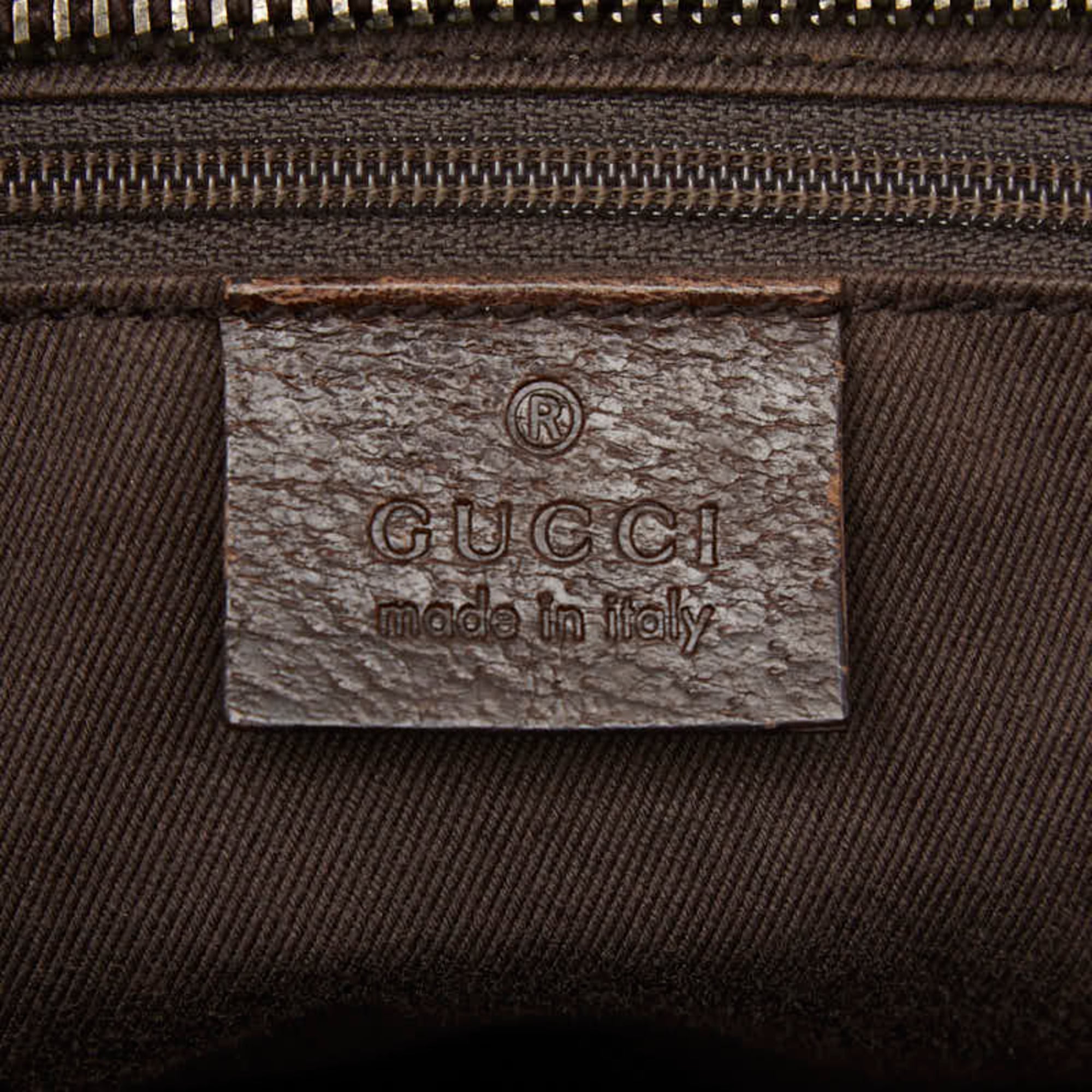 Gucci Beige Brown Canvas Leather Handbag Tote Bag (Pre-Owned)