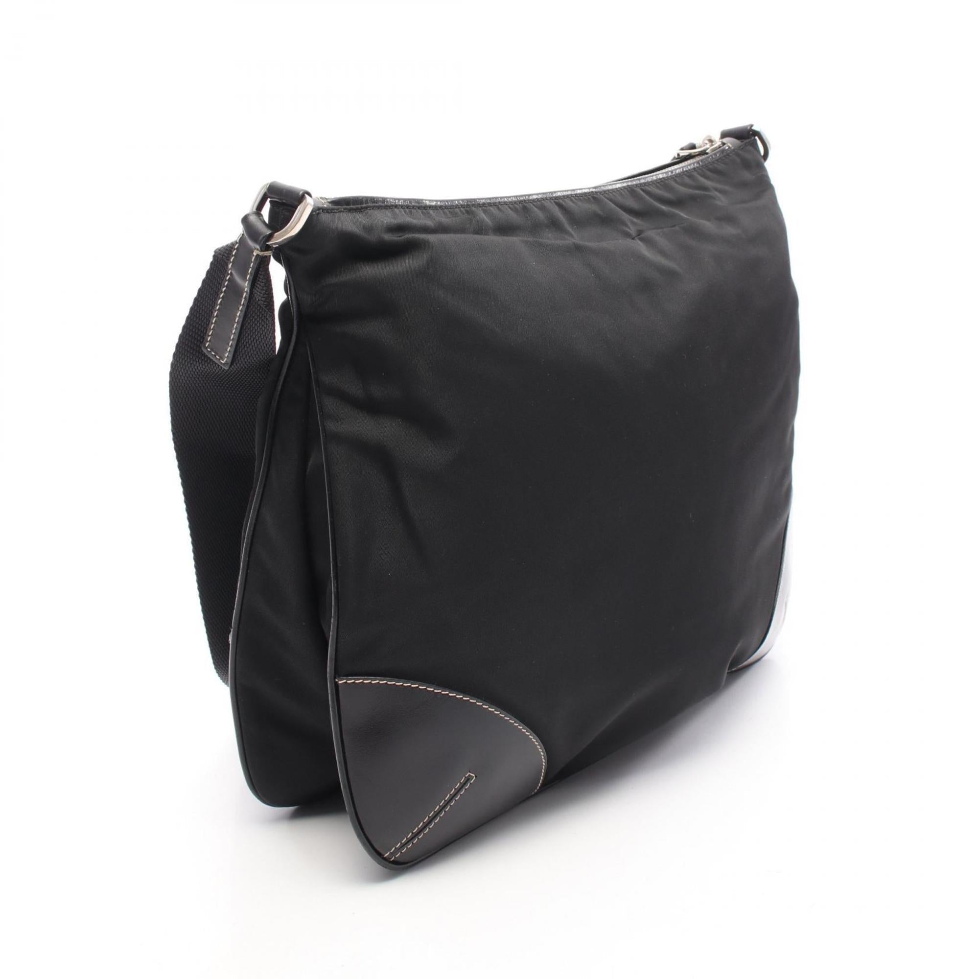 Prada Black Nylon Leather Shoulder Bag