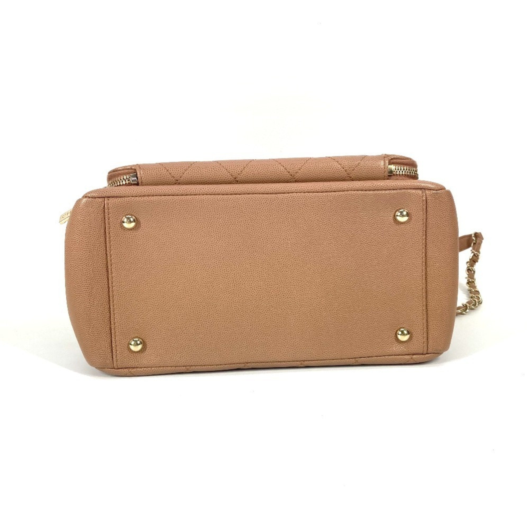 Chanel Beige Grained Calfskin Shoulder Bag Tote Bag
