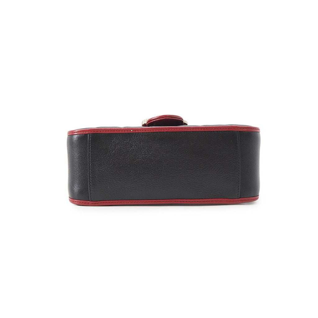 Gucci Gg Marmont Black Red Color Leather Handbag Shoulder Bag (Pre-Owned)
