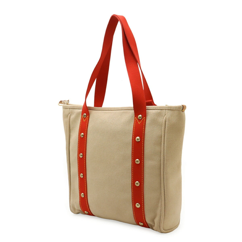 Louis Vuitton Beige Red Color Canvas Shoulder Bag Tote Bag