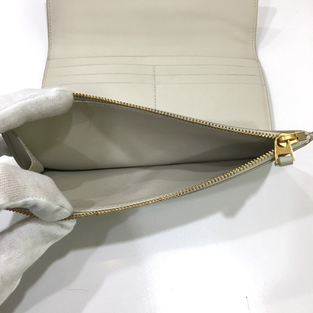 Bottega Veneta White Leather Long Wallet (Bi-Fold)
