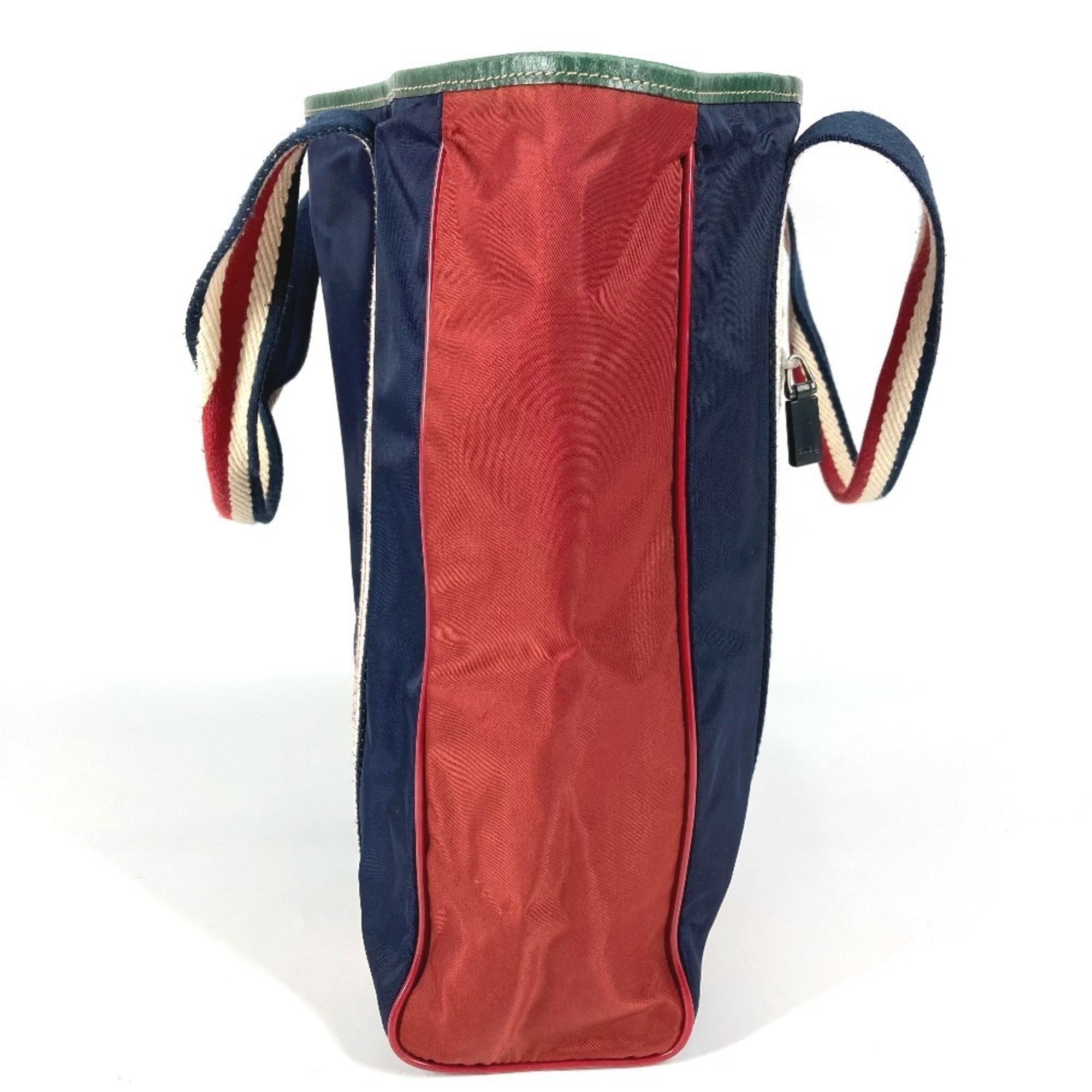 Gucci Navy Red Color Nylon Shoulder Bag Tote Bag (Pre-Owned)