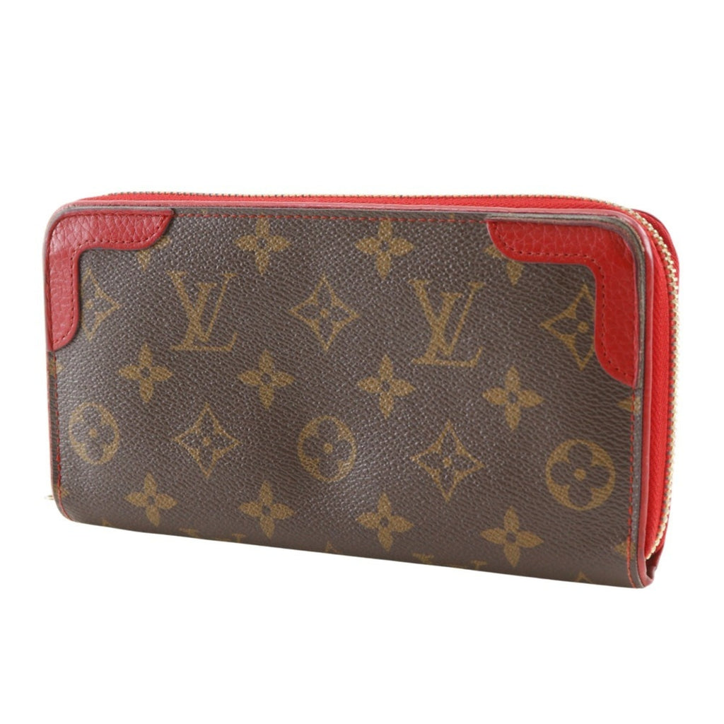 Louis Vuitton Brown Cerise Red Color Monogram Canvas Long Wallet