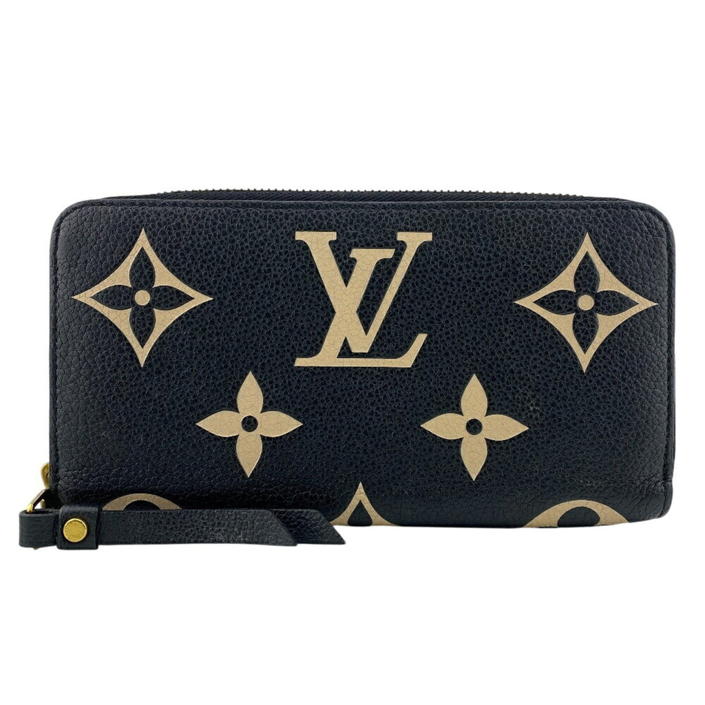 Louis Vuitton Beige Black Leather Long Wallet