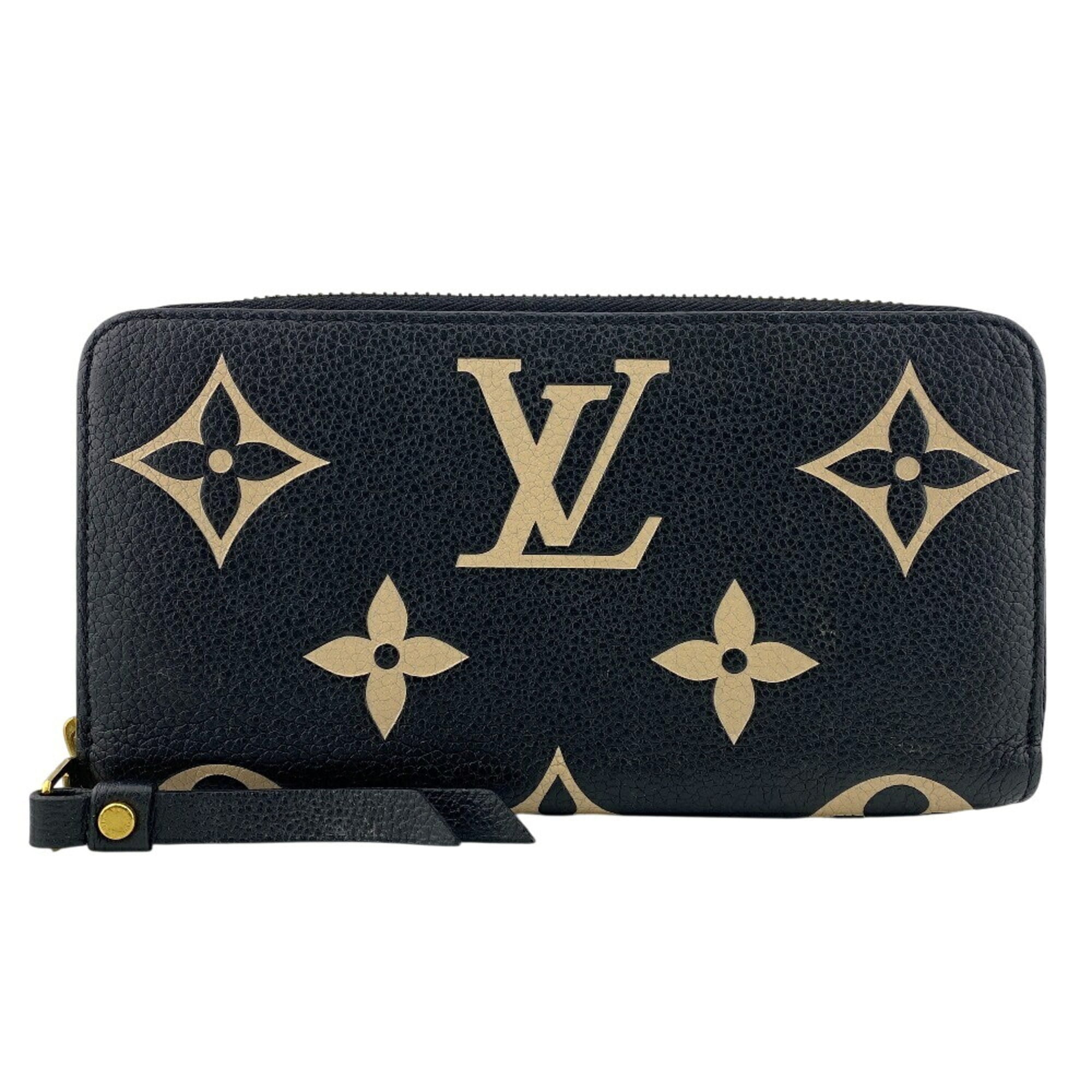 Louis Vuitton Beige Black Leather Long Wallet