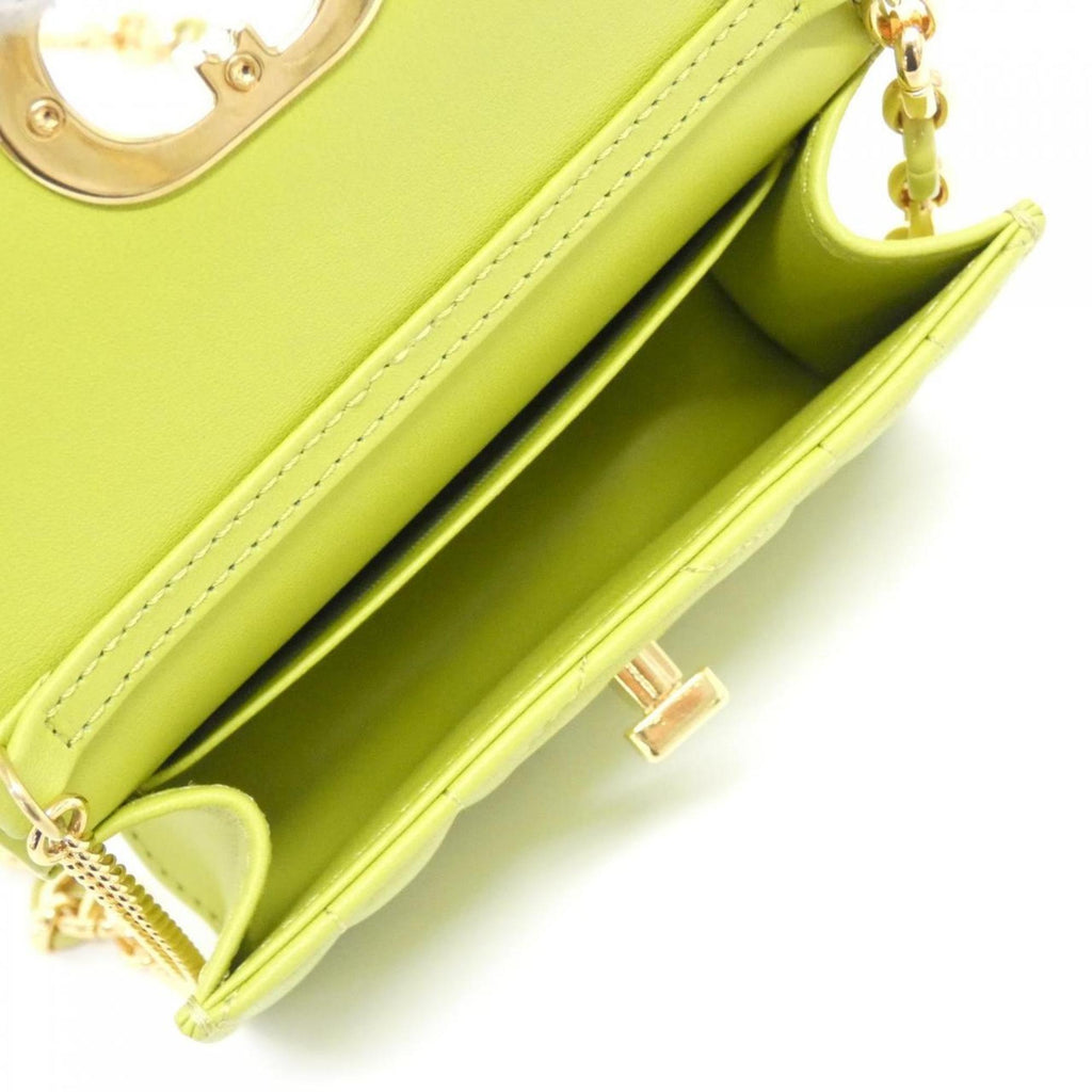 Christian Dior Lime Yellow Leather Shoulder Bag (Pre-Owned)