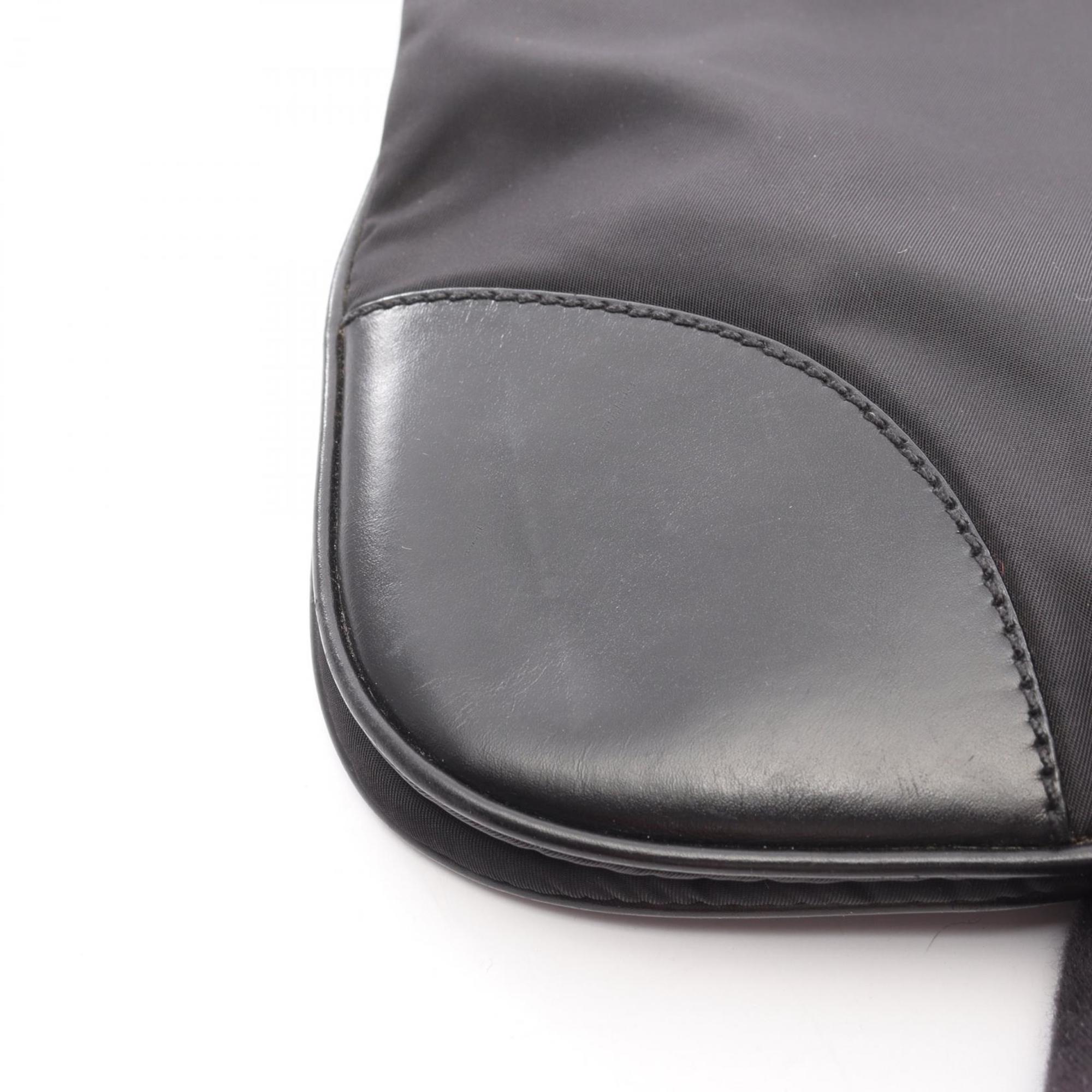 Prada Black Nylon Leather Shoulder Bag