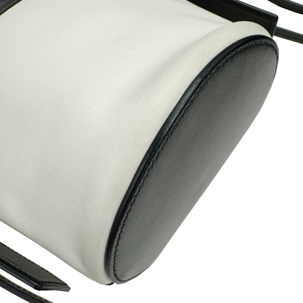 Prada Black White Leather Handbag Shoulder Bag