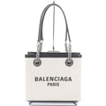 Balenciaga Black Light Beige Canvas Leather Handbag Tote