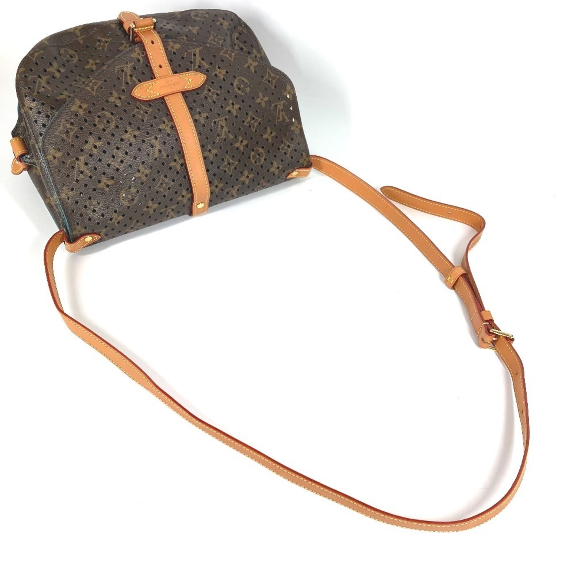 Louis Vuitton Blue Brown Monogram Monogram Perforated Shoulder Bag