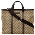 Gucci Beige Brown Gg Canvas Handbag Shoulder Bag Tote Bag (Pre-Owned)