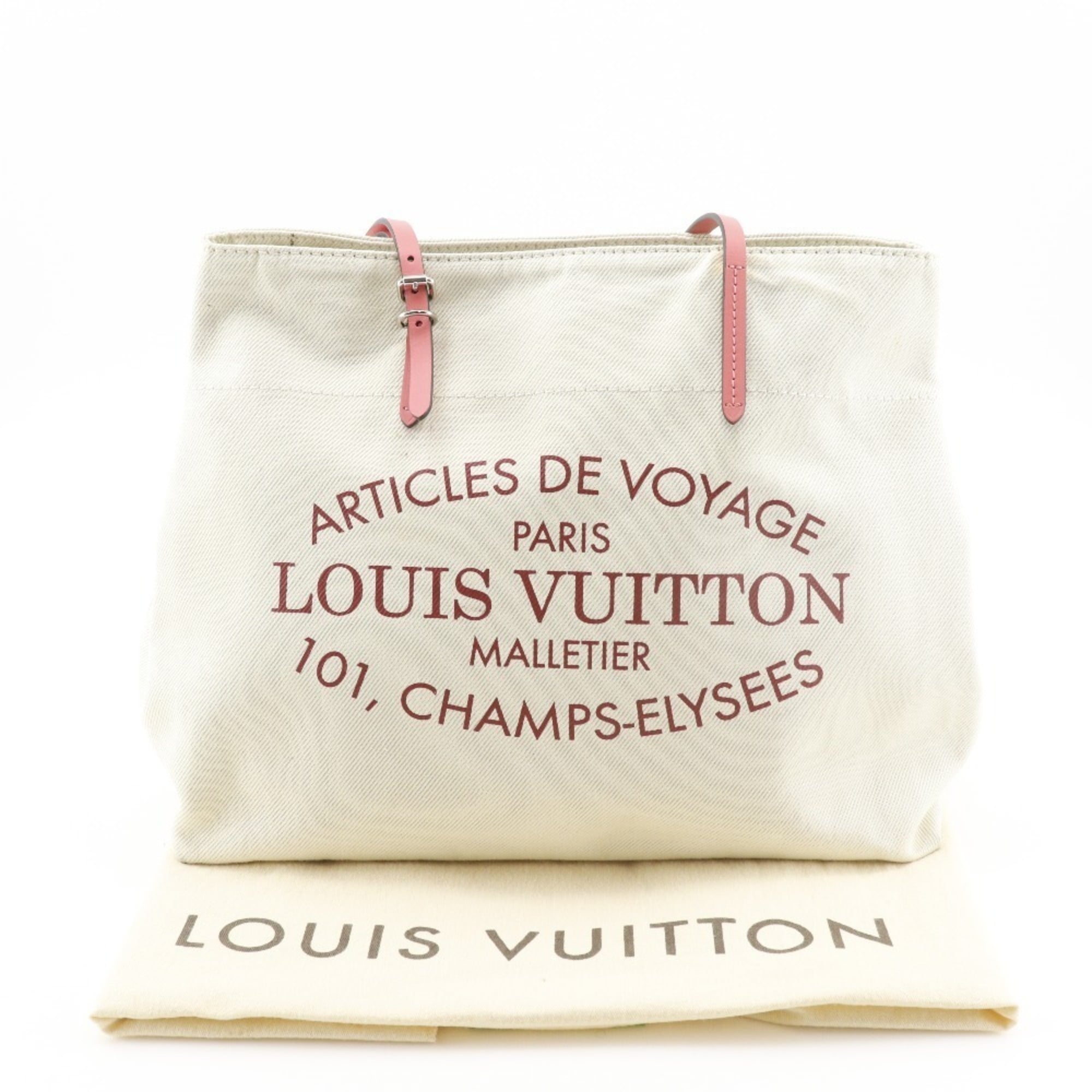 Louis Vuitton Corail Ivory Pink White Canvas Tote Bag