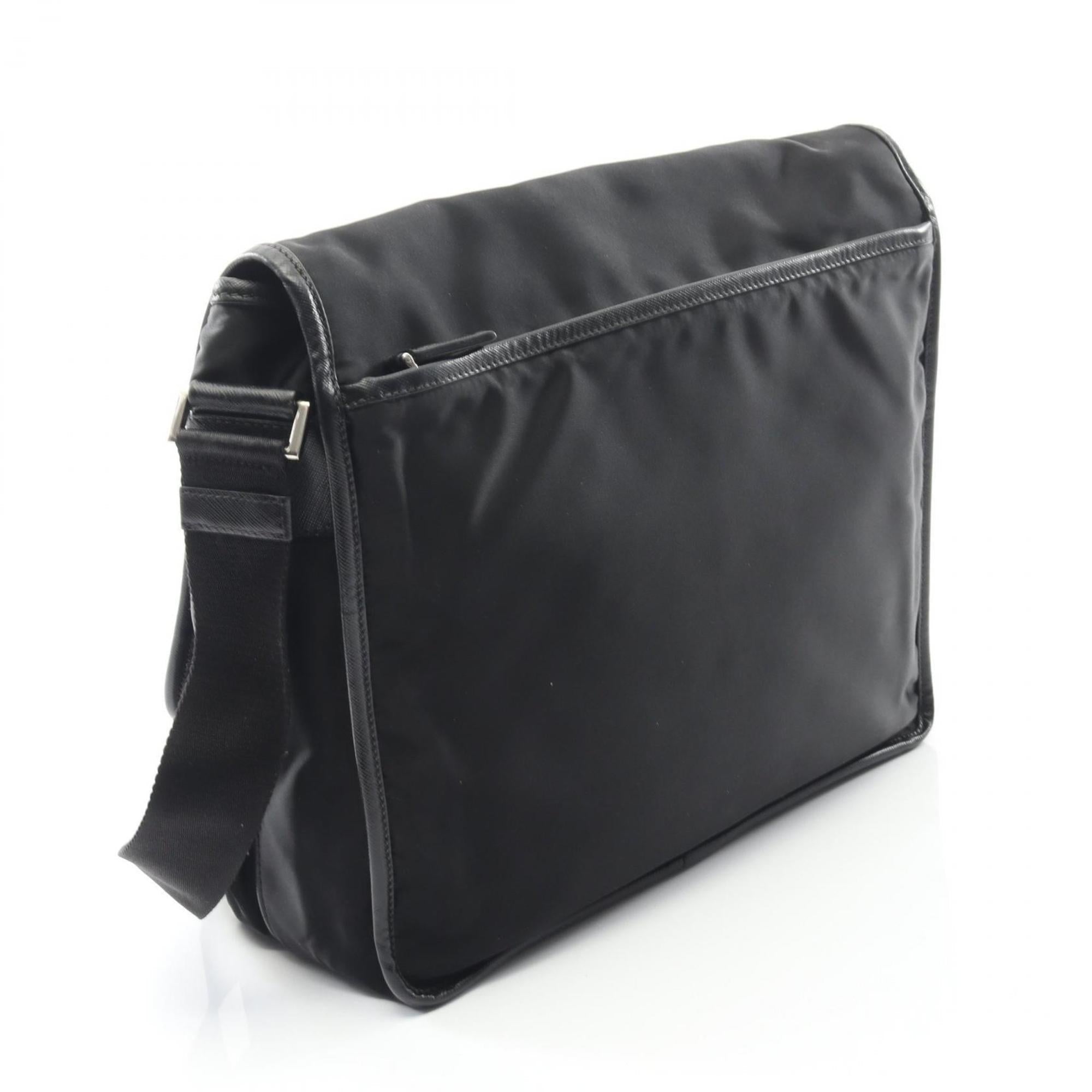 Prada Black Nylon Saffiano Triangle Shoulder Bag